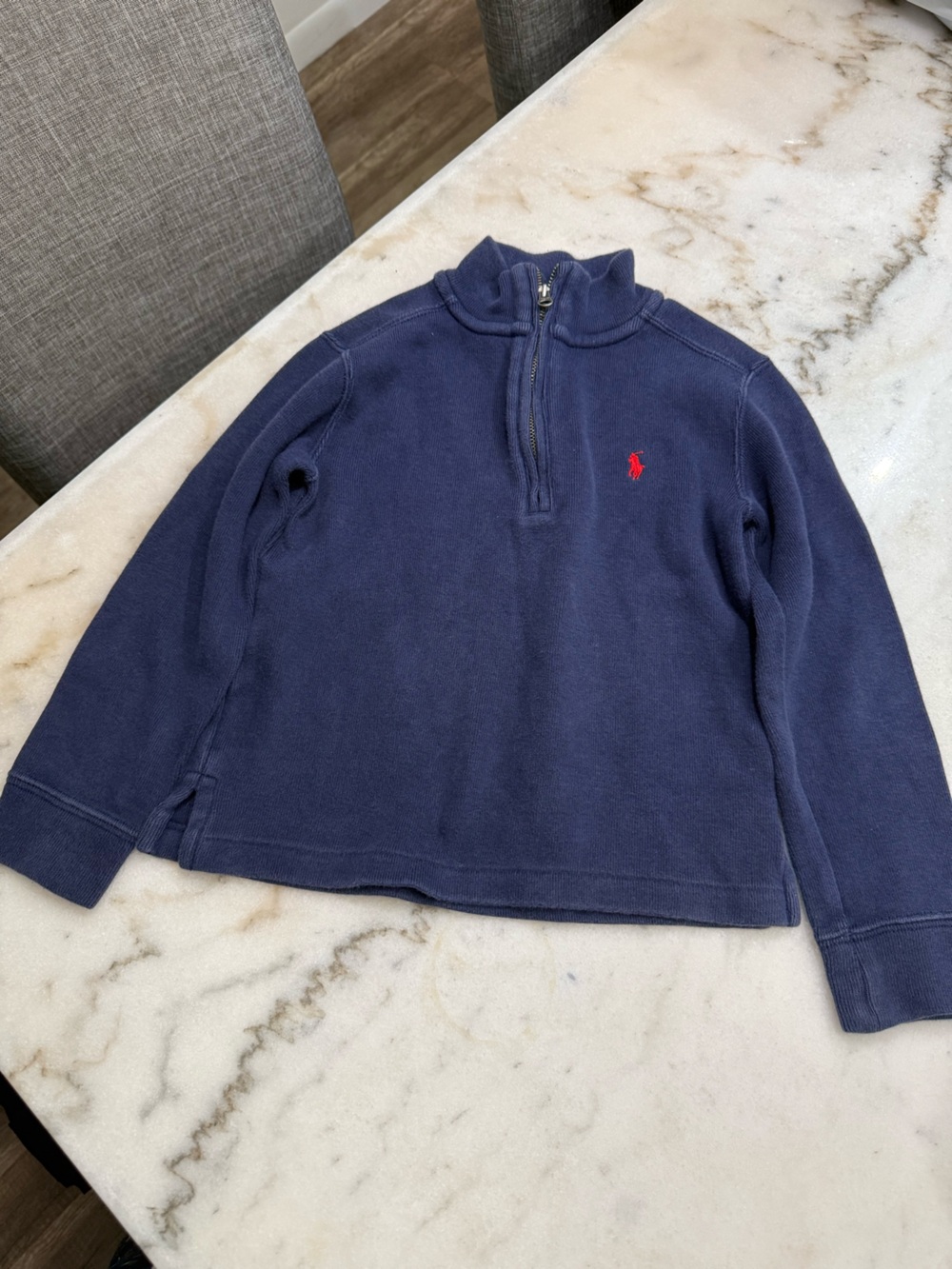 Polo Ralph Lauren Navy Blue Quarter-Zip Sweatshirt w Red Pony